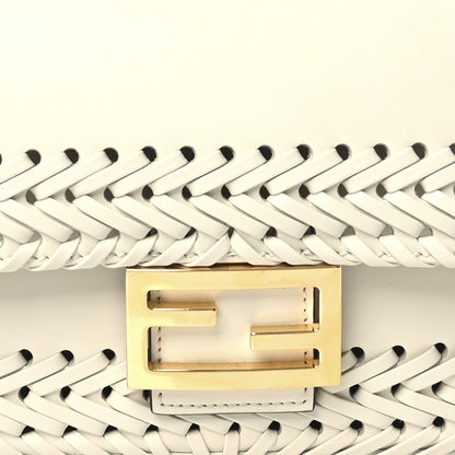 Fendi Vitello King Ceylon Woven Baguette White Ice 8 of 10