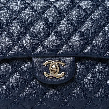 Chanel Caviar Quilted Flap Clutch Navy Blue 8 of 11