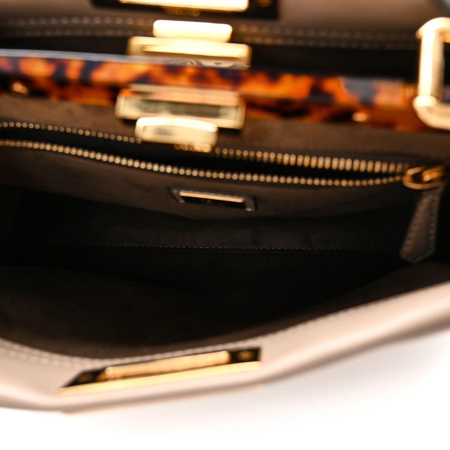 Vitello Seta Plexiglass Tortoise Medium Peekaboo Iconic Satchel Tortora