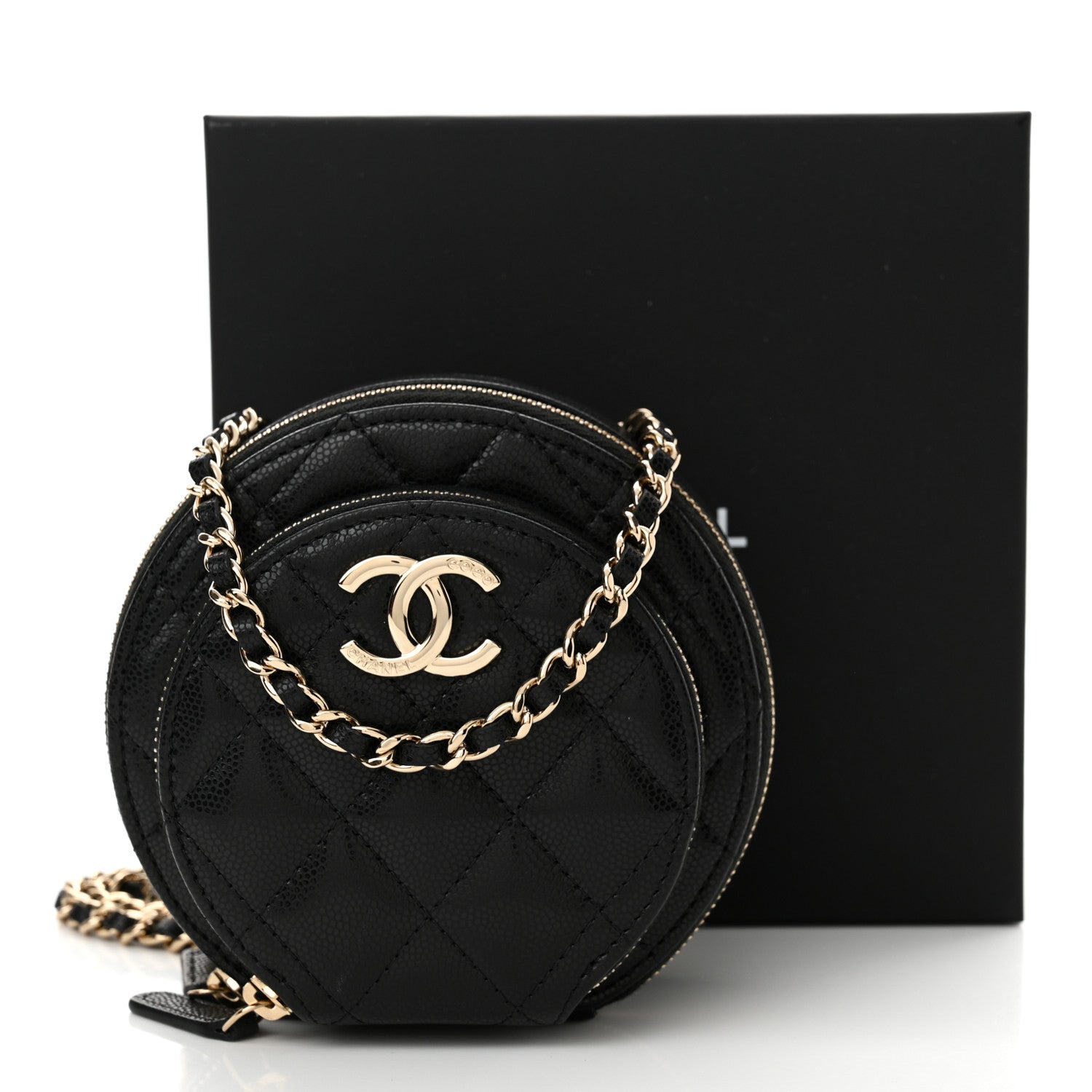 Chanel Caviar Quilted Round Coco Clutch With Chain Black 11 of 11