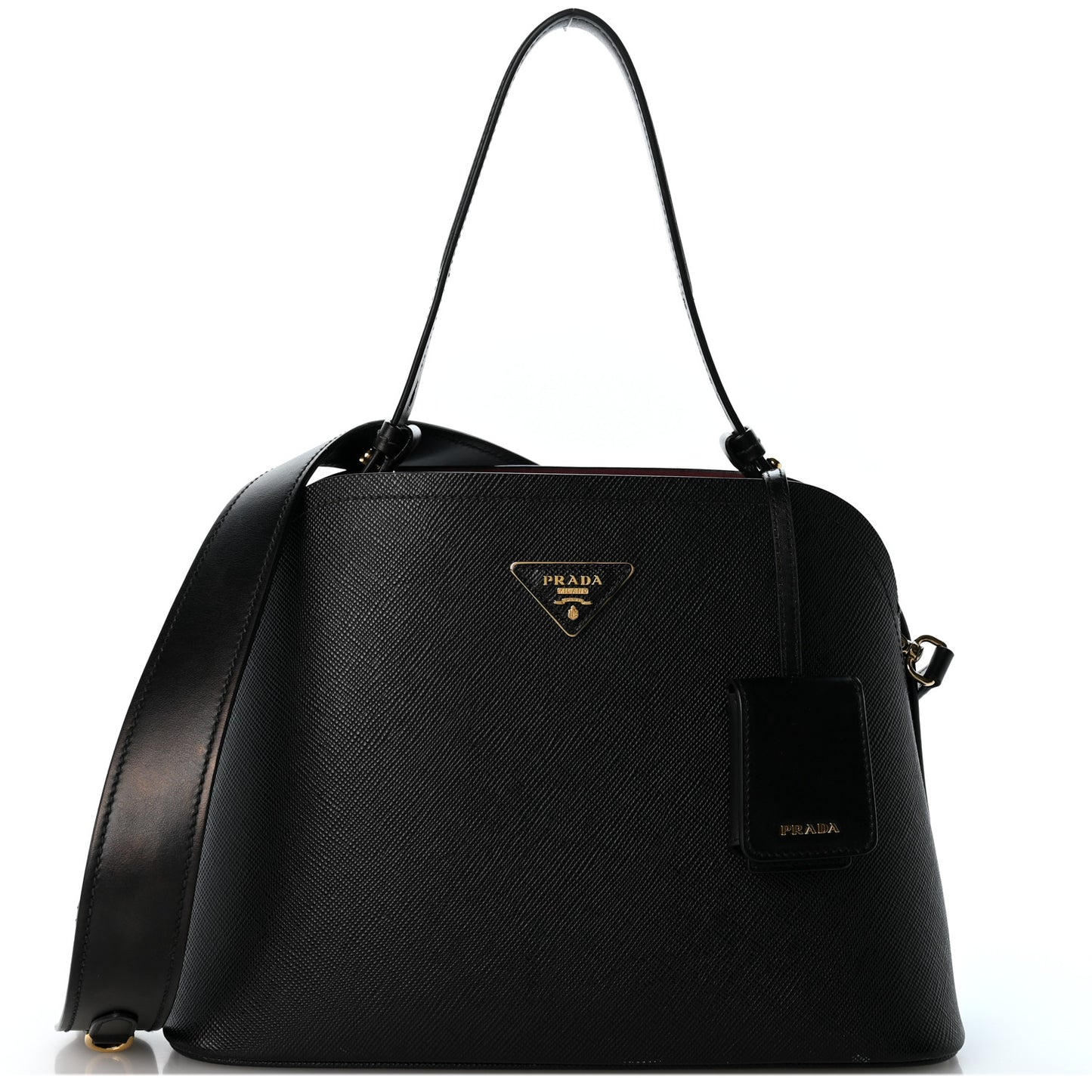 Saffiano Cuir Small Matinee Tote Black Cerise