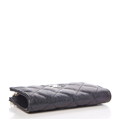 Chanel Iridescent Caviar Quilted Zipped Key Holder Case Black 3 of 8