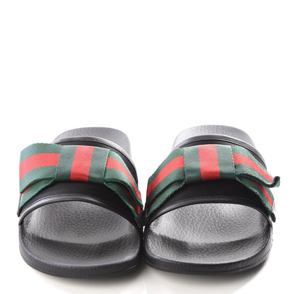Gucci Satin Web Bow Slide Sandals 41 Black 3 of 9