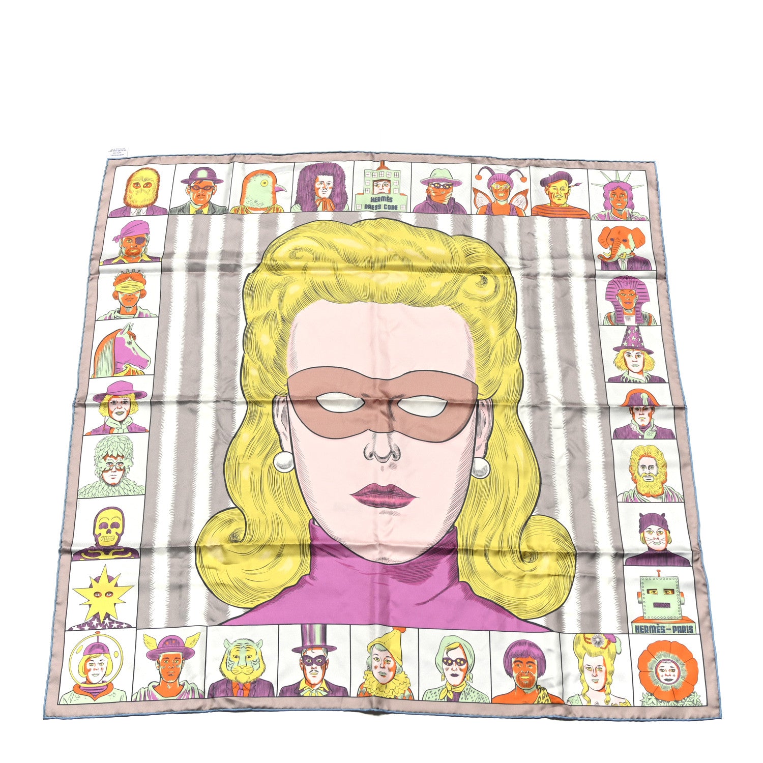Hermes Silk Double Face Dress Code Scarf 90 Rose Jaune Multicolor 1 of 5