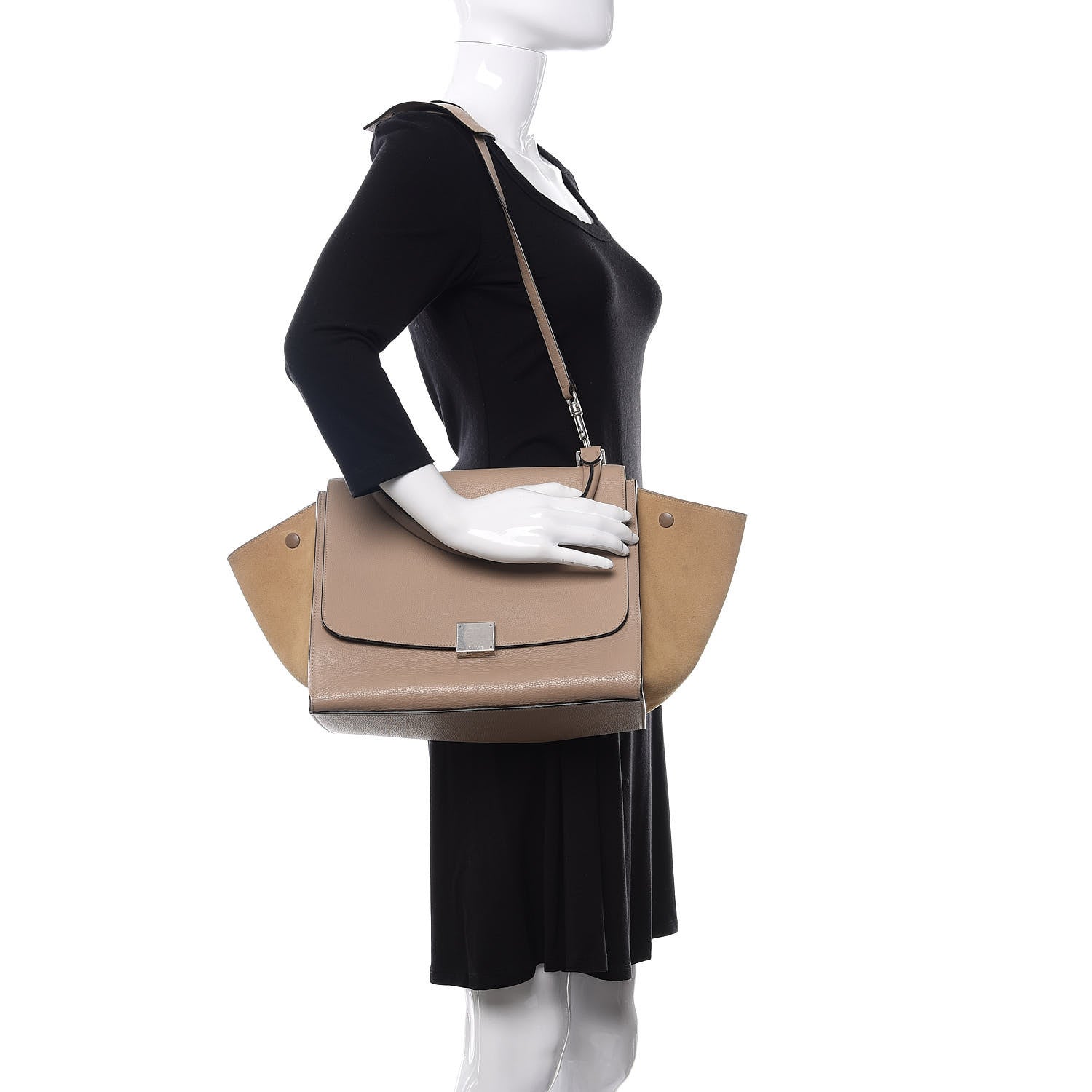 Celine Drummed Calfskin Suede Medium Trapeze Dune 2 of 10
