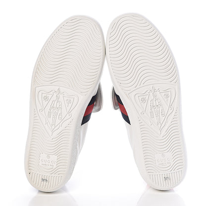 Gucci Calfskin Ayers Web Blind for Love Embroidered Womens Ace Sneakers 34.5 White 6 of 12