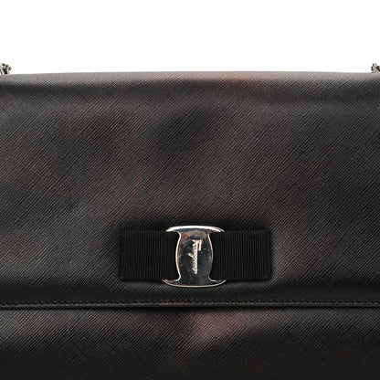 Salvatore Ferragamo Printed Calfskin Vara Bow Chain Flap Crossbody Black 13 of 15