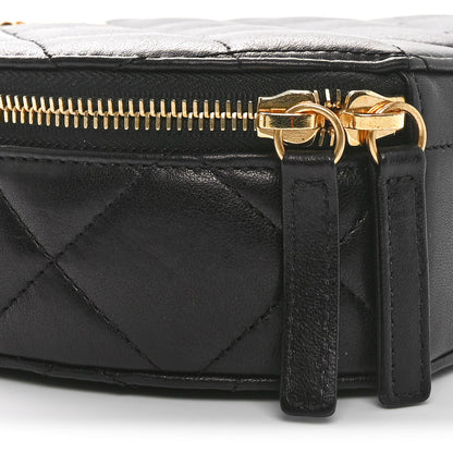 Chanel Lambskin Quilted Chain Logo Top Handle Small Round Black 9 of 11