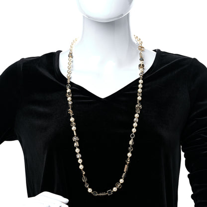 Chanel Pearl Gripoix Baguette Crystal CC Long Strand Necklace Gold 3 of 5