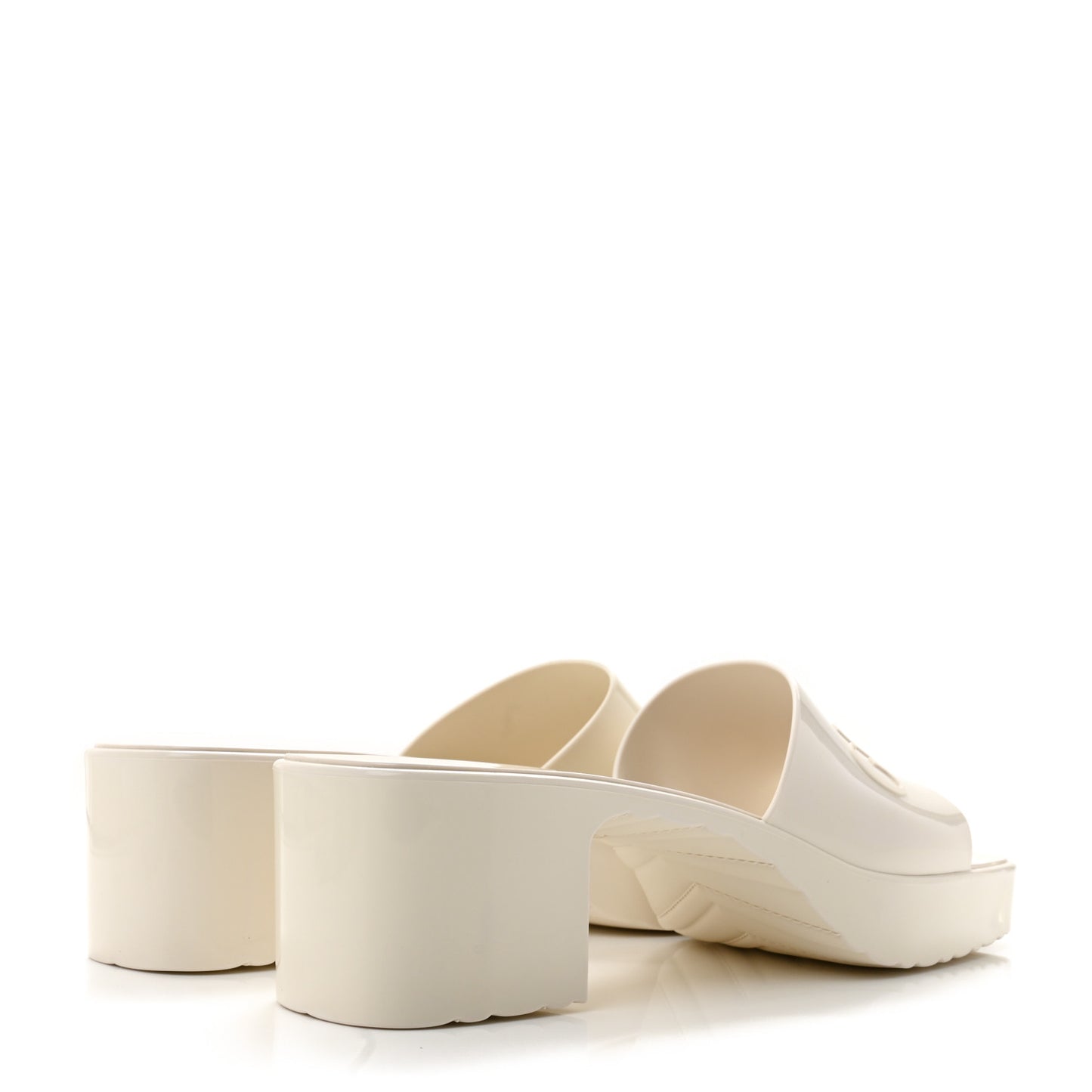 Rubber Gucci Logo Womens Platform 20/60mm Slide Sandals 40 Mystic White