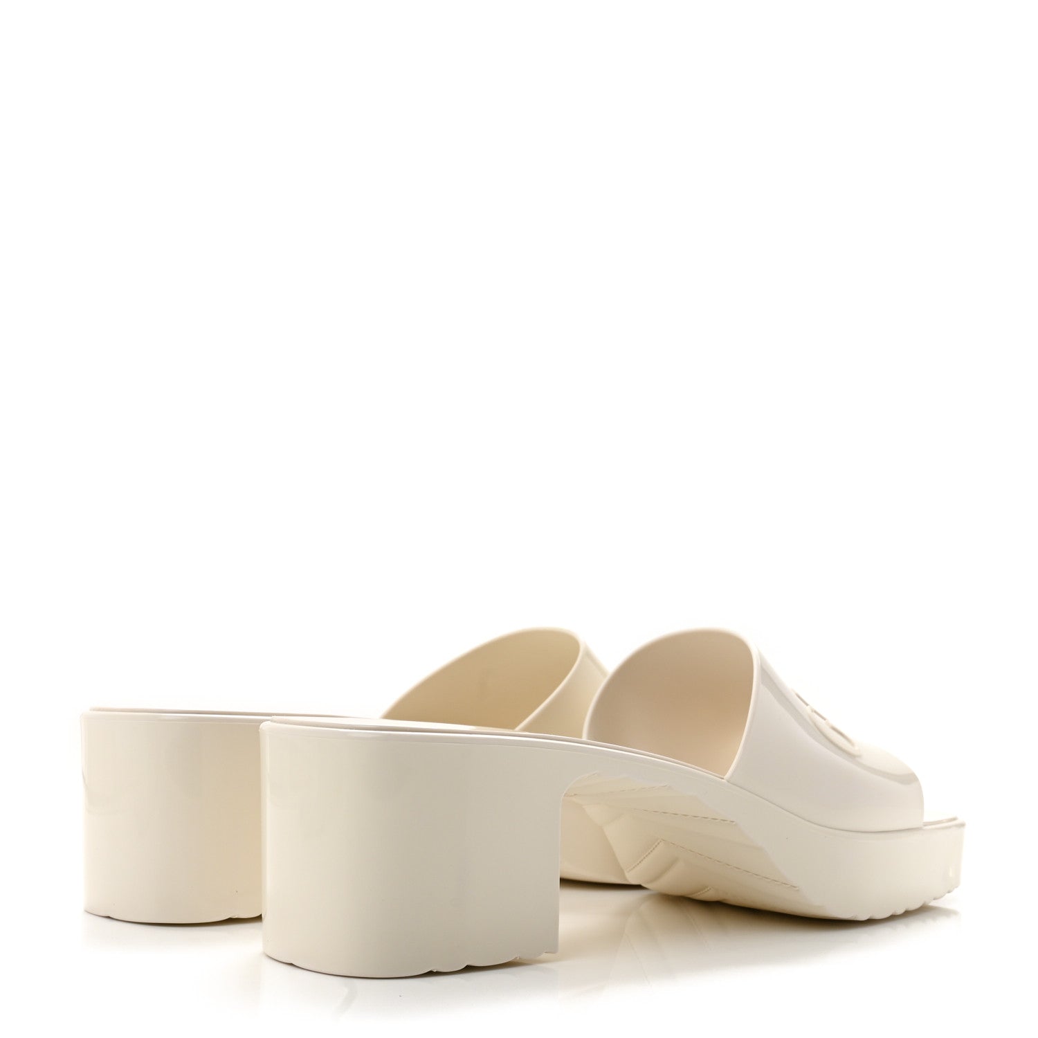Gucci Rubber Gucci Logo Womens Platform 20/60mm Slide Sandals 40 Mystic White 5 of 10