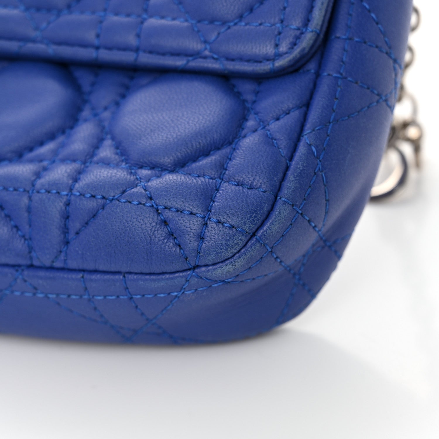 Christian Dior Lambskin Cannage Miss Dior Promenade Pouch Blue