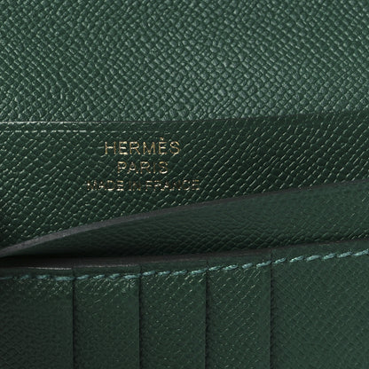 Hermes Madame Calfskin Bearn Compact Wallet Vert Moyen 7 of 9
