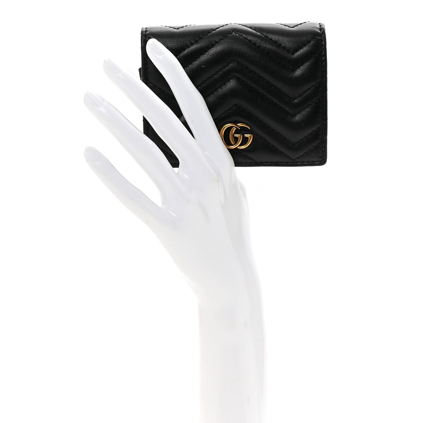 Calfskin Matelasse GG Marmont Card Case Wallet Black