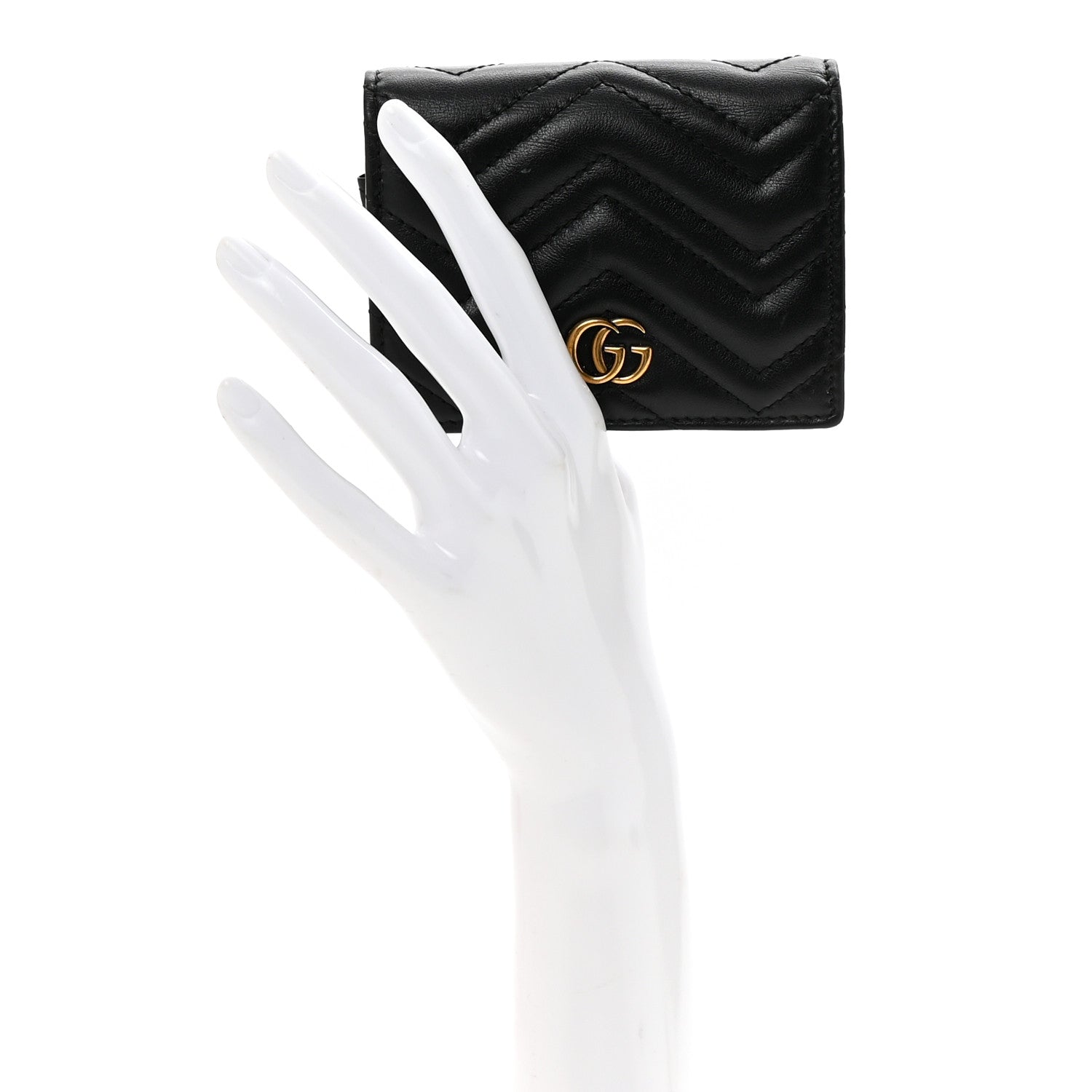 Gucci Calfskin Matelasse GG Marmont Card Case Wallet Black 2 of 7
