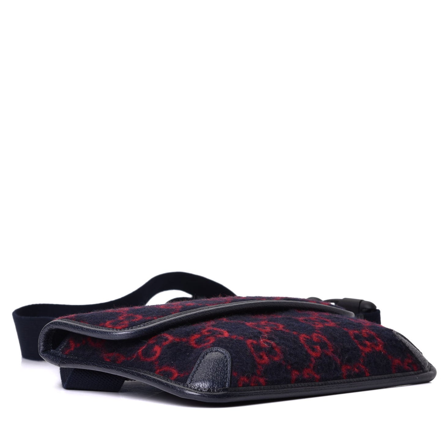 Covered Wool GG Monogram Slim Belt Bag Navy Red