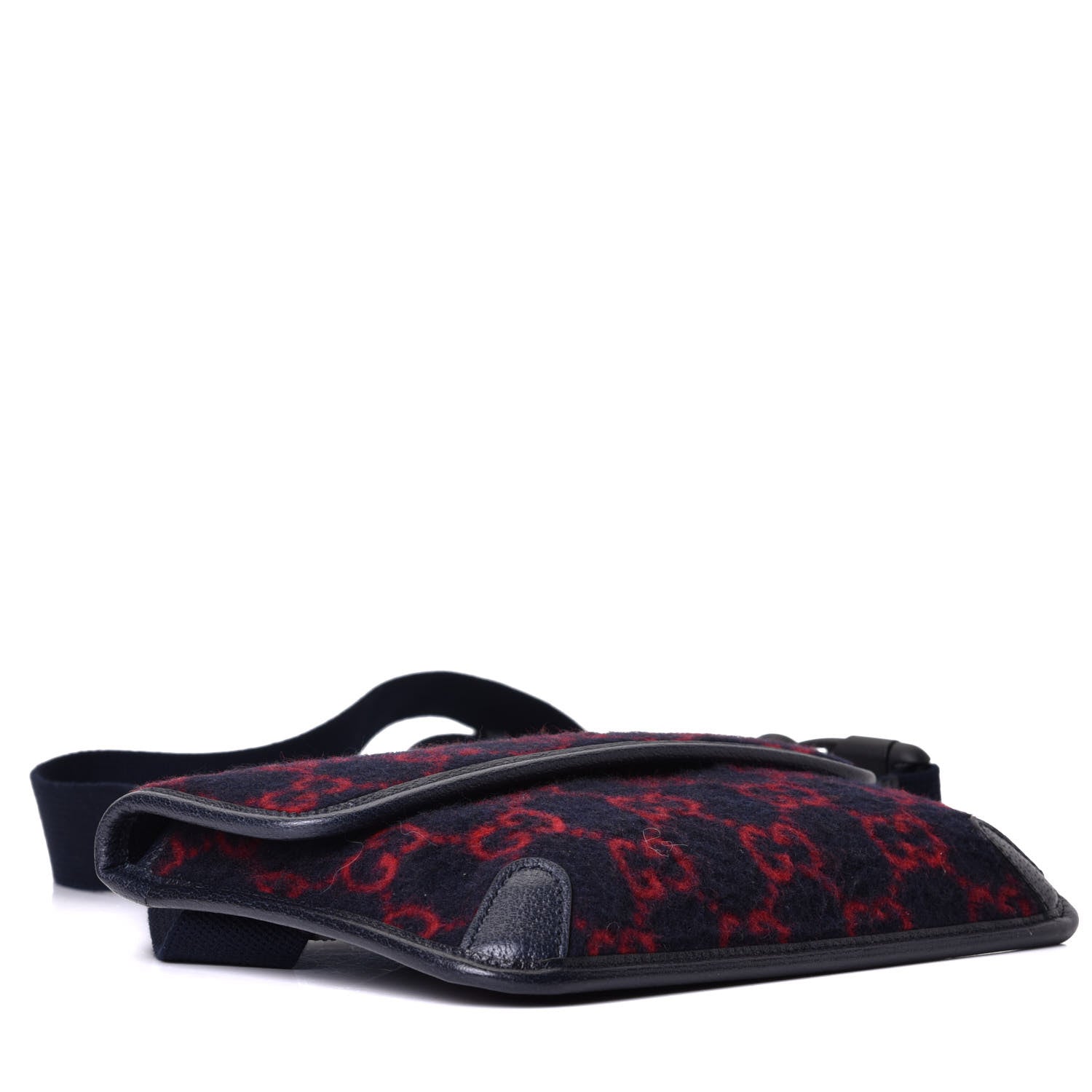Gucci Covered Wool GG Monogram Slim Belt Bag Navy Red 3 of 5