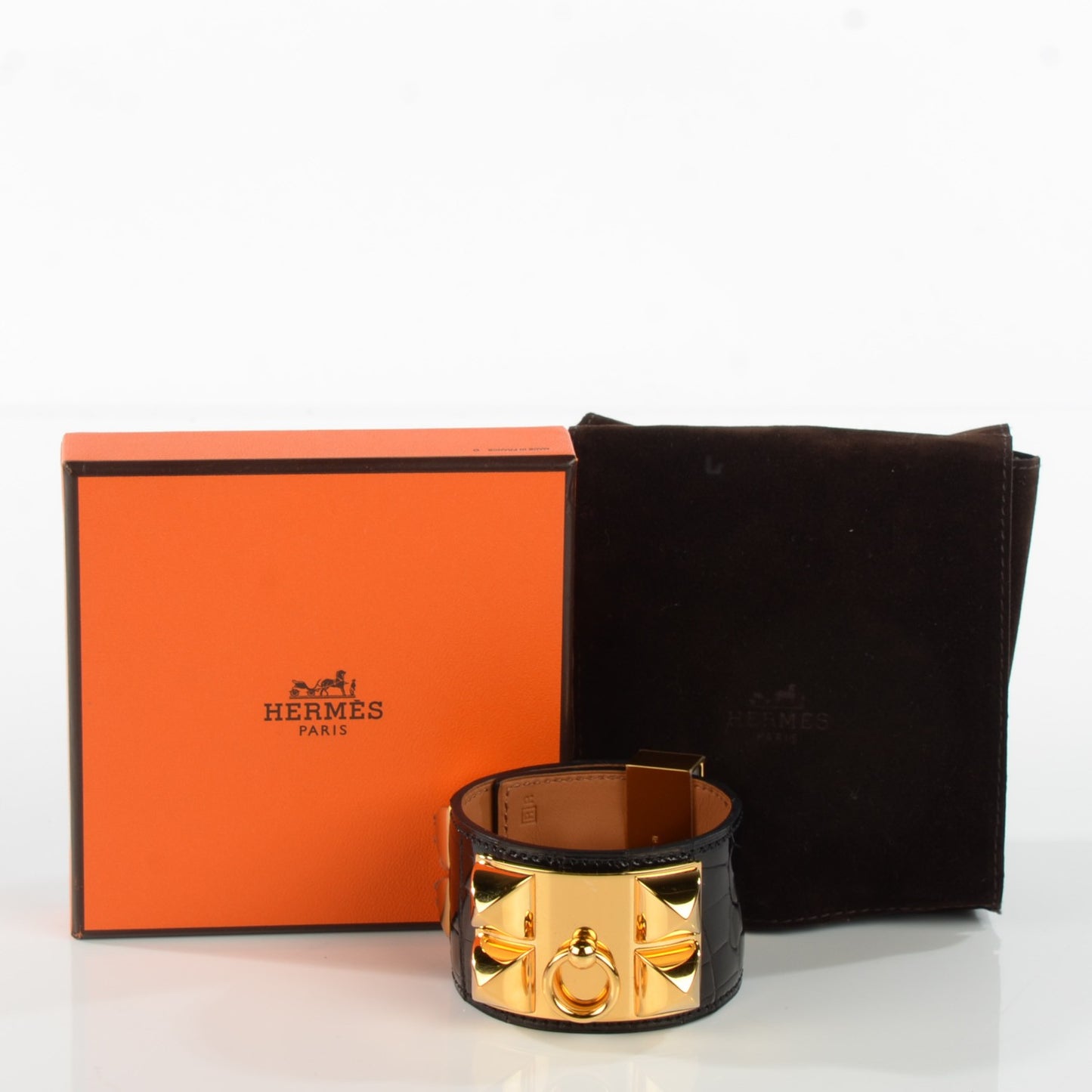 Shiny Alligator Collier De Chien CDC Bracelet S Black