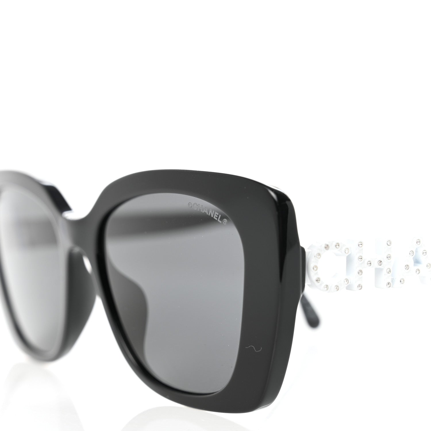 Chanel Acetate Strass Square Sunglasses 5422-B-A Black White 7 of 8