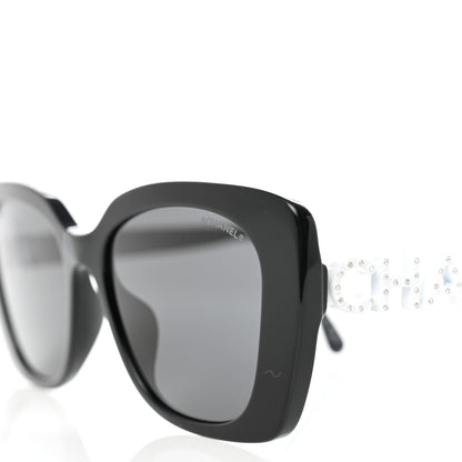 Chanel Acetate Strass Square Sunglasses 5422-B-A Black White 7 of 8