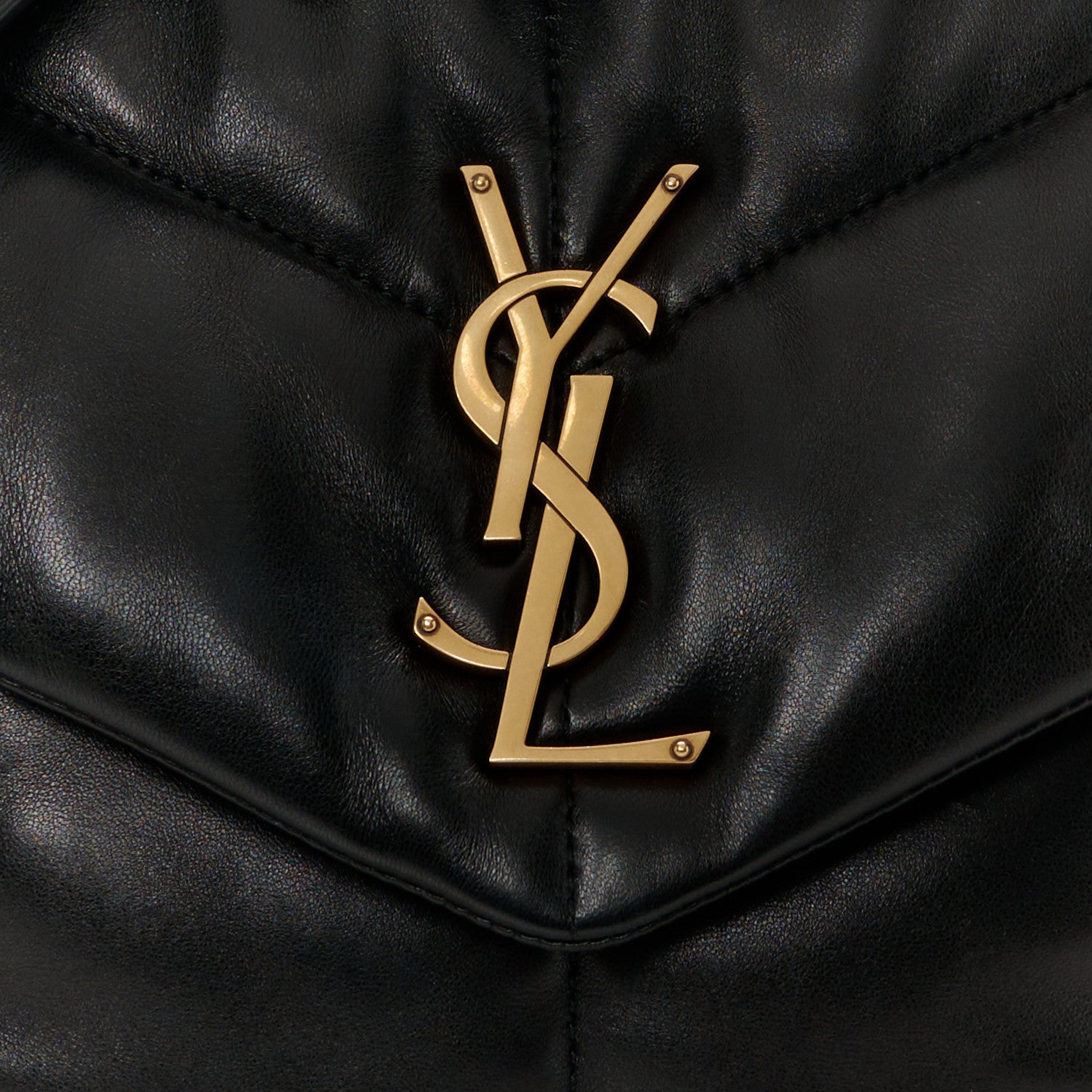 Saint Laurent Lambskin Quilted Medium Loulou Puffer Monogram Chain Satchel Black 9 of 11