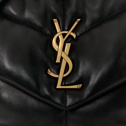 Saint Laurent Lambskin Quilted Medium Loulou Puffer Monogram Chain Satchel Black 9 of 11