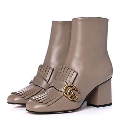 Gucci Malaga Kid GG Marmont Fringe 75mm Ankle Boots 37 Mud 3 of 9