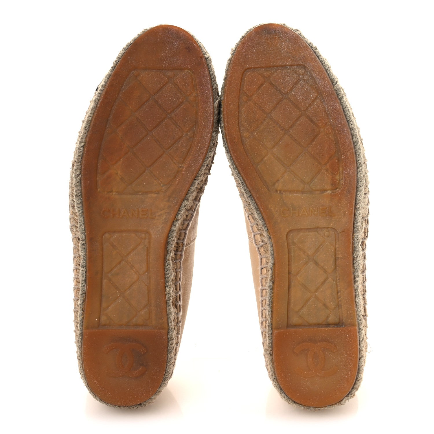 Chanel Lambskin CC Espadrilles 37 Beige Black 7 of 15