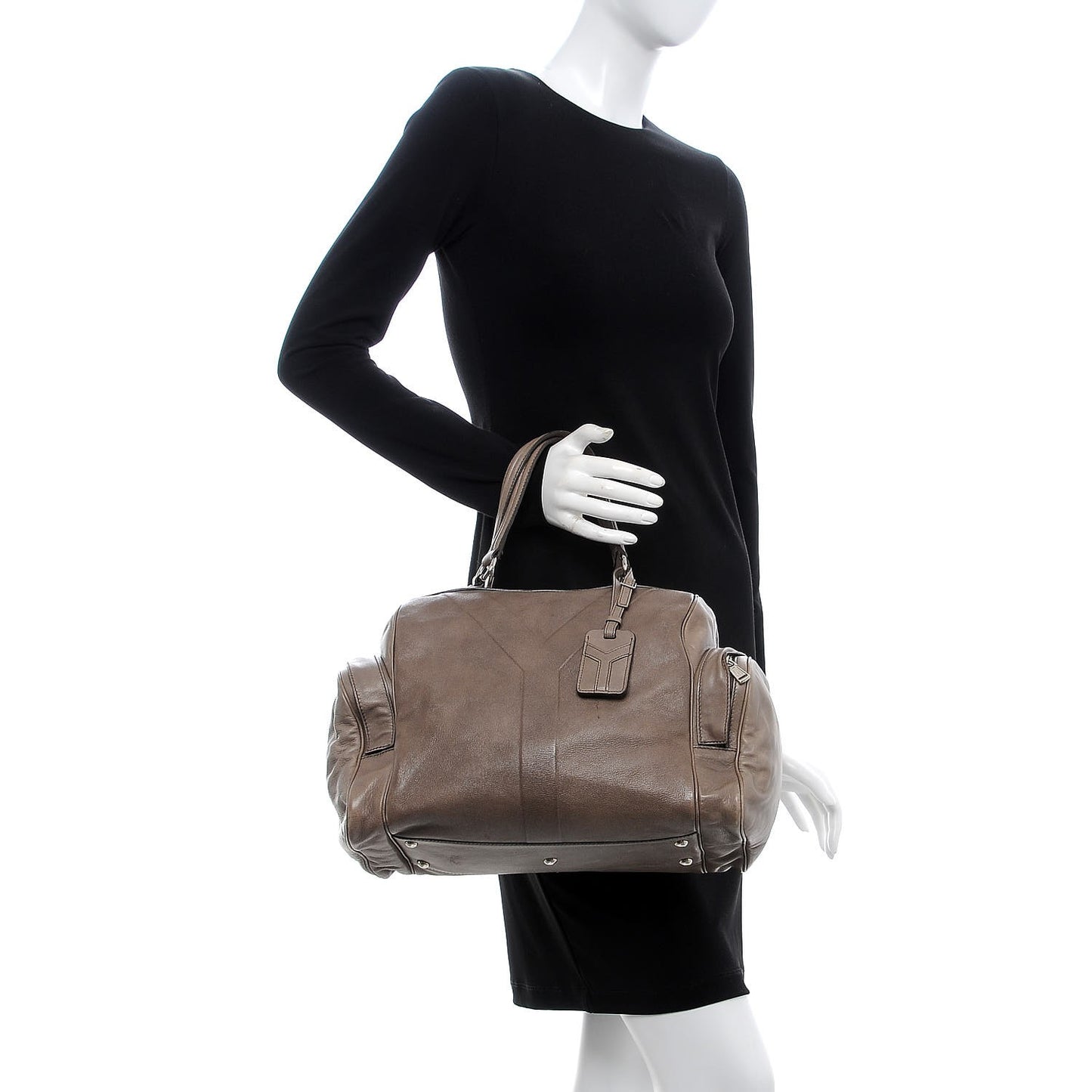 Calfskin Large Vanity Bowler Taupe