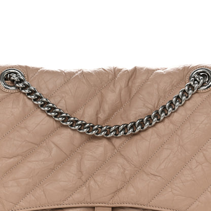 Balenciaga Crushed Calfskin Quilted Silver Hardware Large Crush Chain Bag Nude 7 of 9