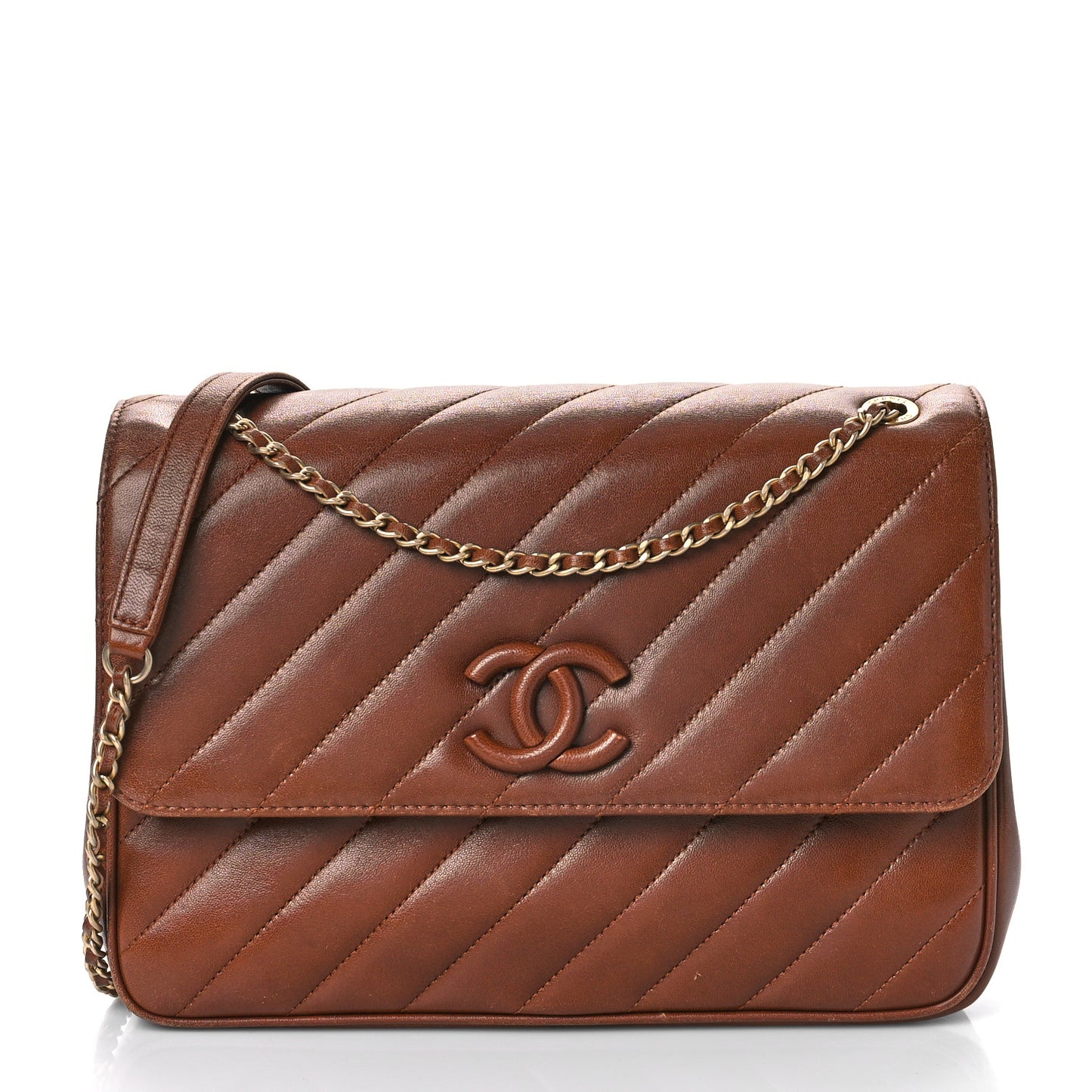 Lambskin Quilted Jumbo Coco Vintage Flap Brown
