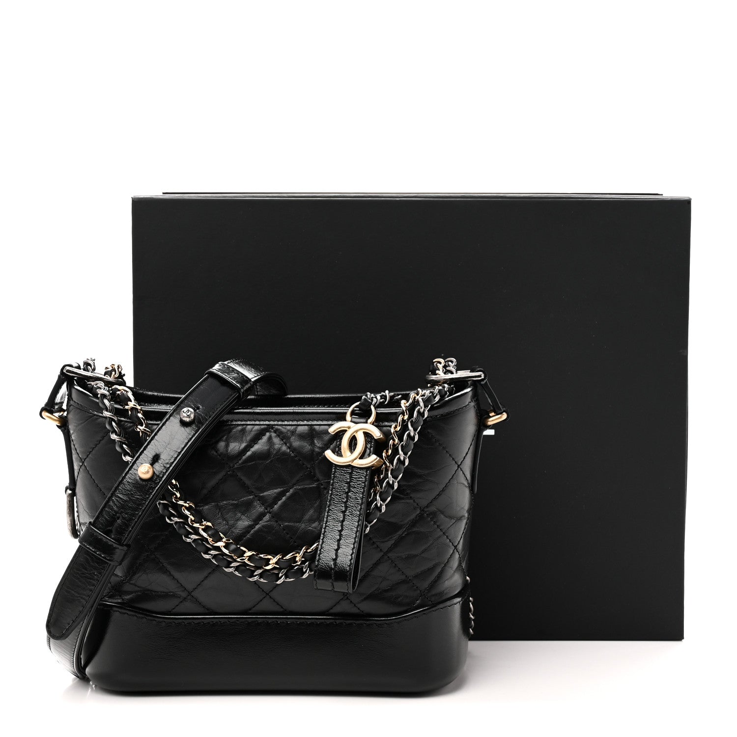 Chanel Aged Calfskin Quilted Small Gabrielle Hobo Black 11 of 11