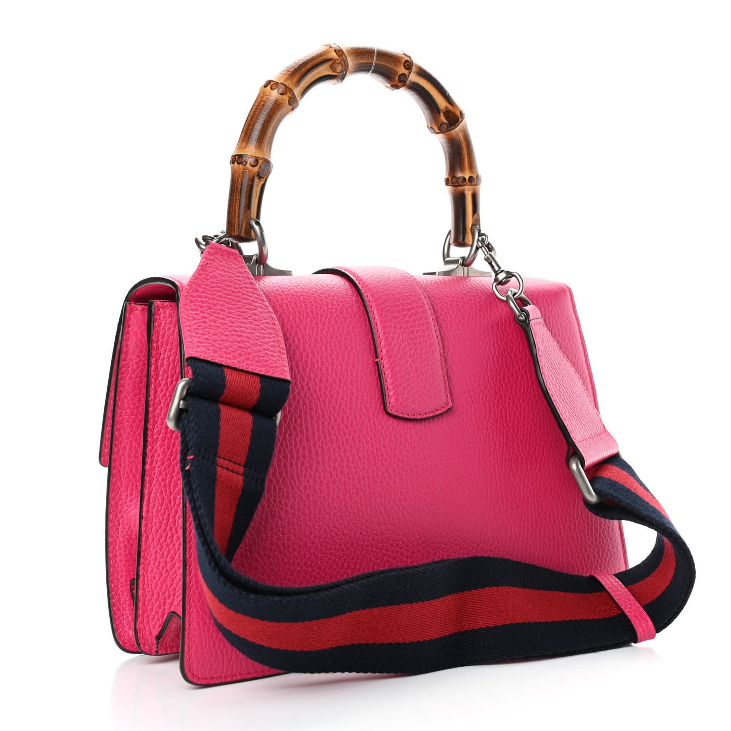 Dollar Calfskin Crystal Web Medium Dionysus Bamboo Top Handle Bag Box Pink Black Diamond
