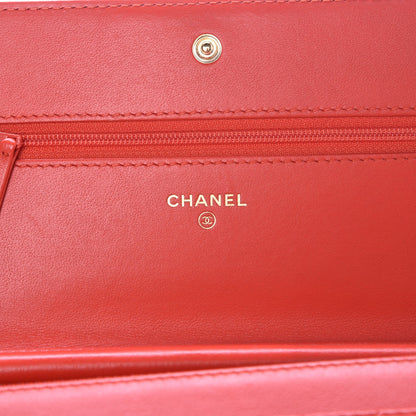 Chanel Calfskin Quilted Boy Wallet On Chain WOC Red 6 of 12