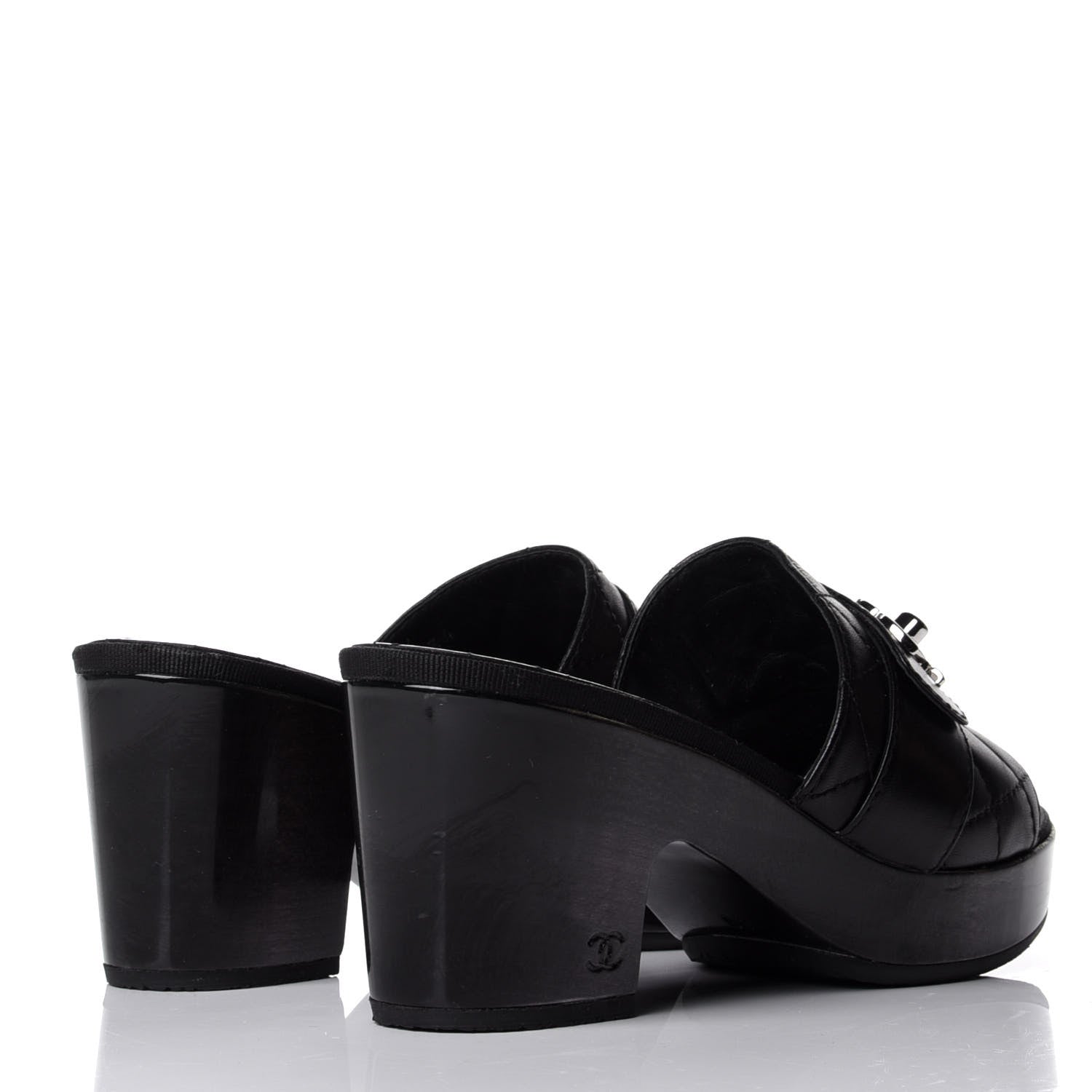 Chanel Lambskin Quilted Turn Lock CC Platform Mule 38 Black 4 of 12