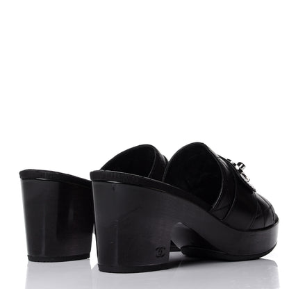 Chanel Lambskin Quilted Turn Lock CC Platform Mule 38 Black 4 of 12
