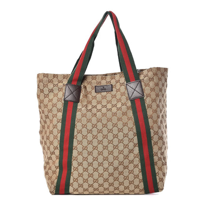 Gucci GG Monogram Medium Web Handle Vertical Tote Dark Brown 1 of 7