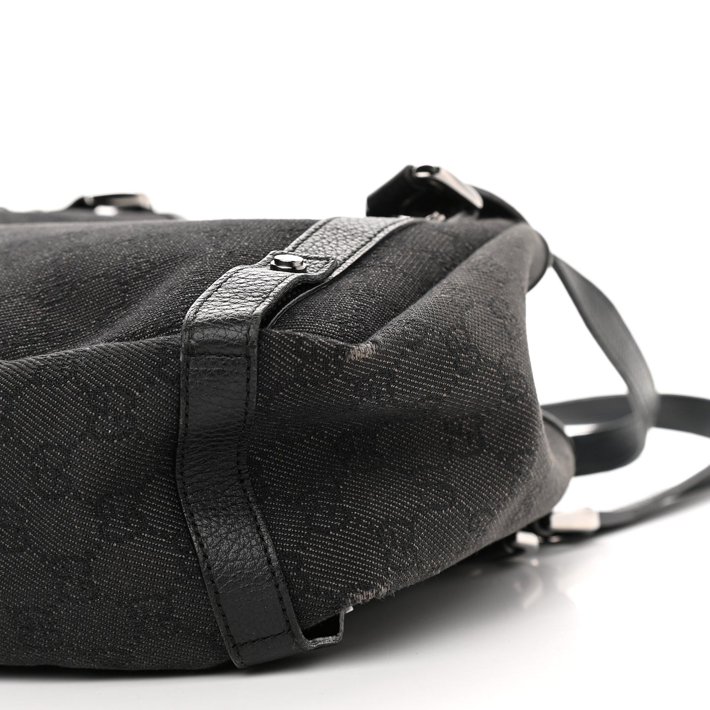 Monogram Denim Medium Abbey Shoulder Bag Black