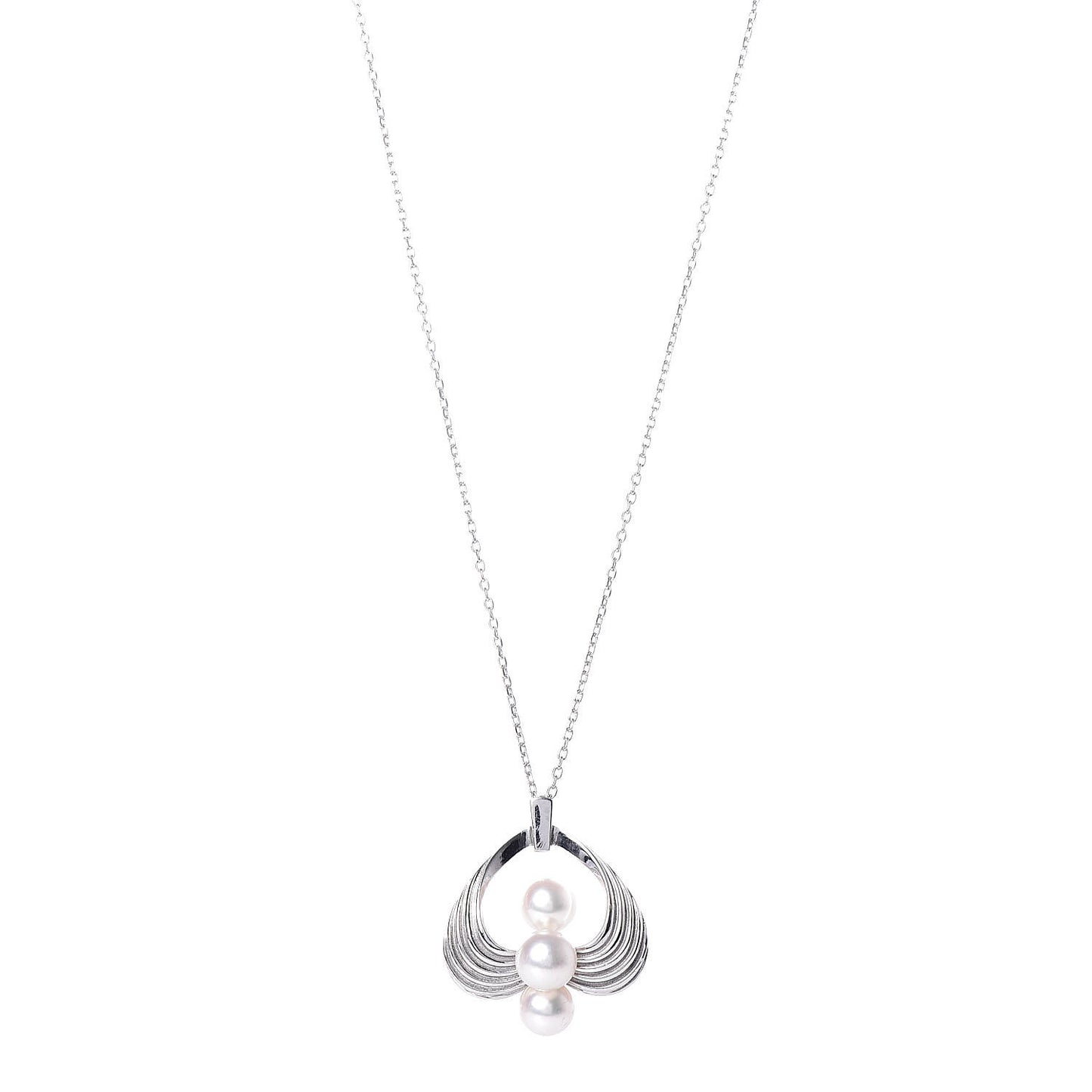 14K White Gold Akoya Pearl 6.5-7mm Pendant Necklace
