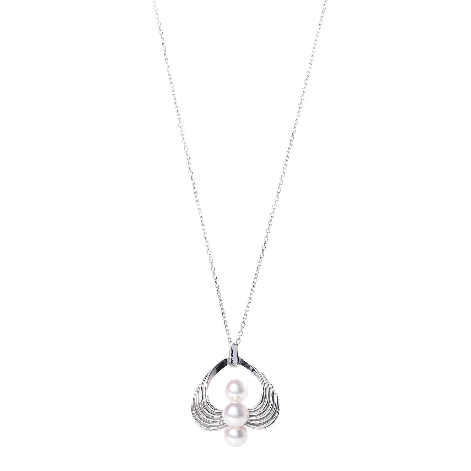 Mikimoto 14K White Gold Akoya Pearl 6.5-7mm Pendant Necklace 1 of 4