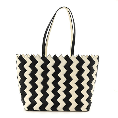 Salvatore Ferragamo Calfskin ZigZag Tote Black White 1 of 14