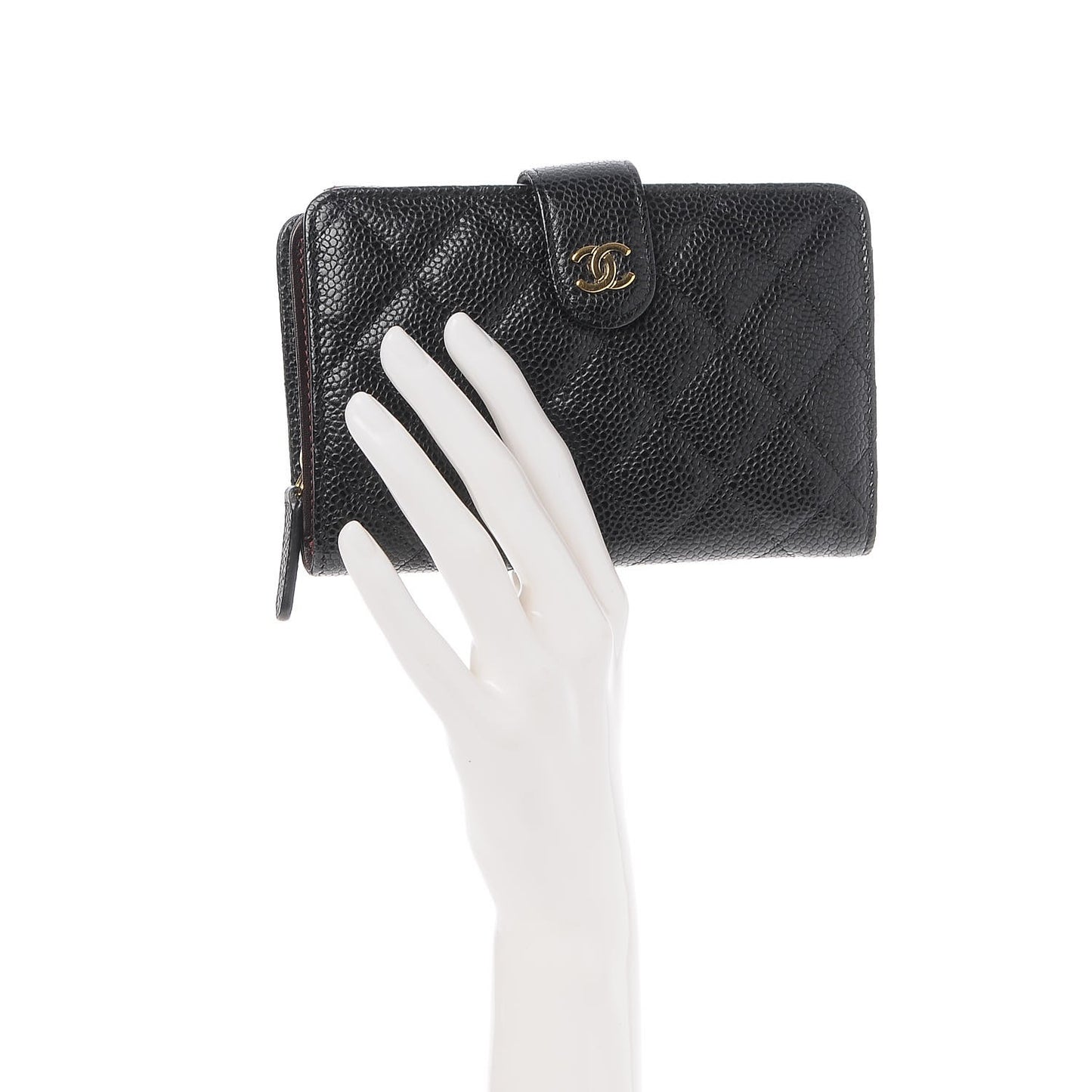 Caviar Quilted Zipped Pocket Wallet Black