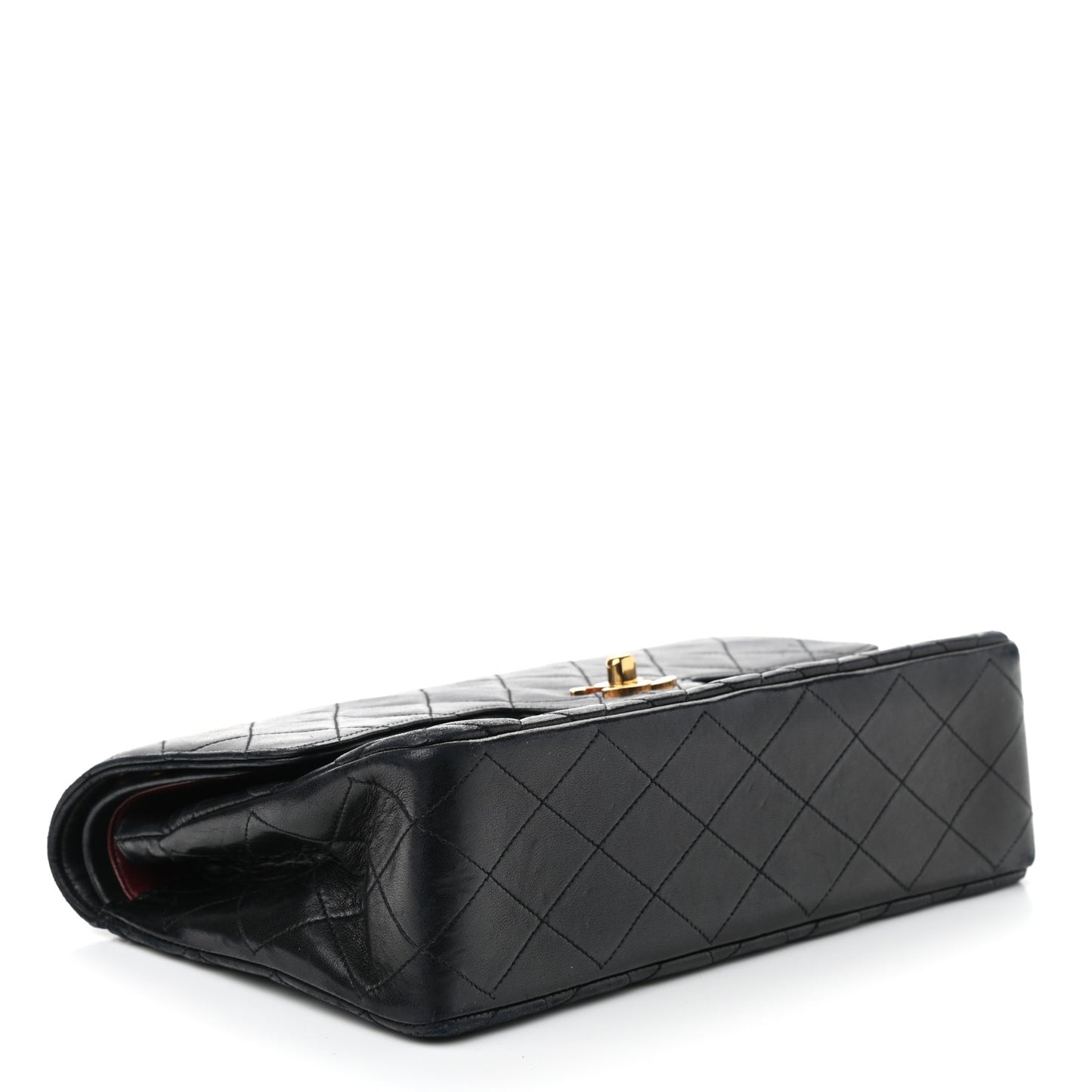 Lambskin Quilted Medium Double Flap Black