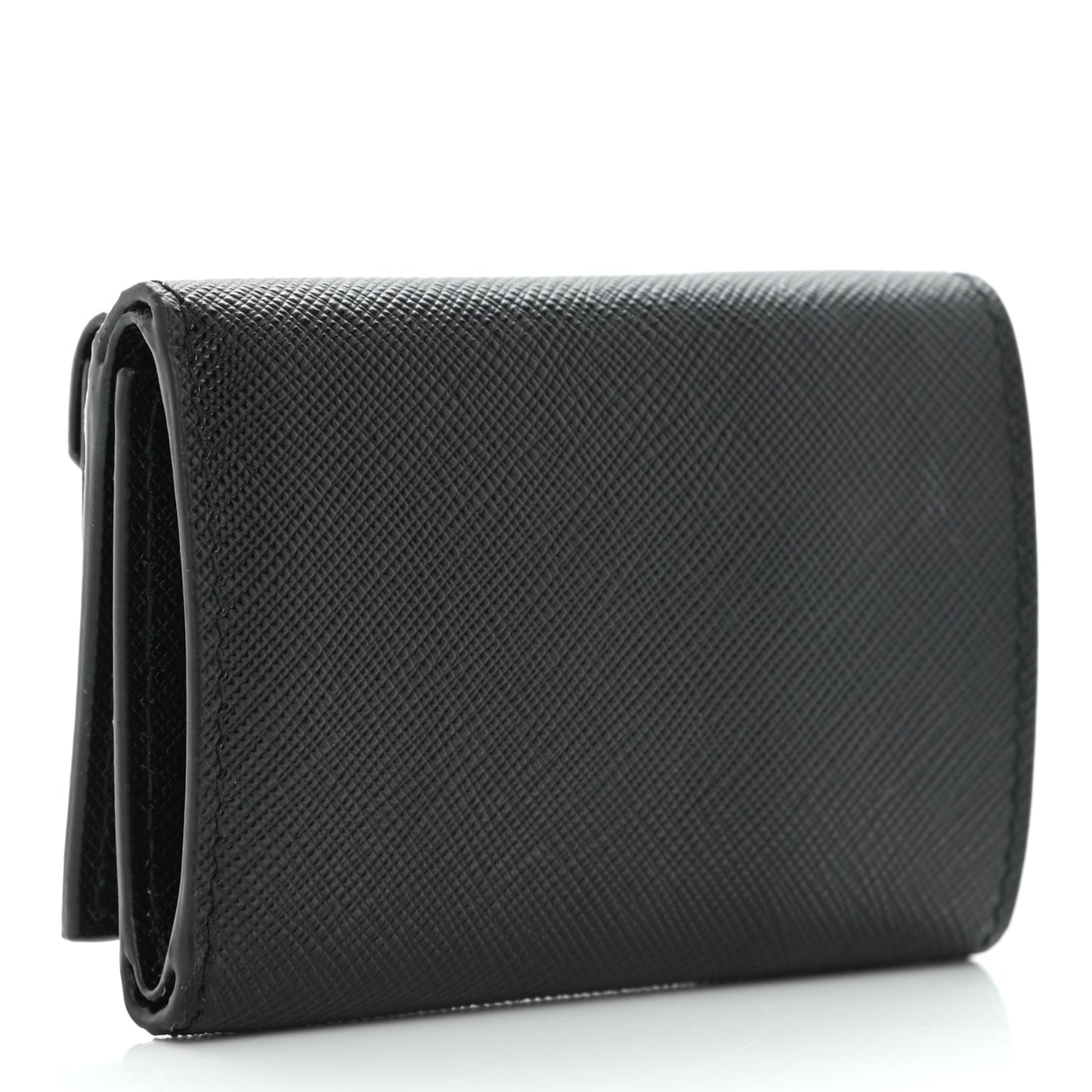 Saffiano Metal Tri-Fold Envelope Card Holder Wallet Black