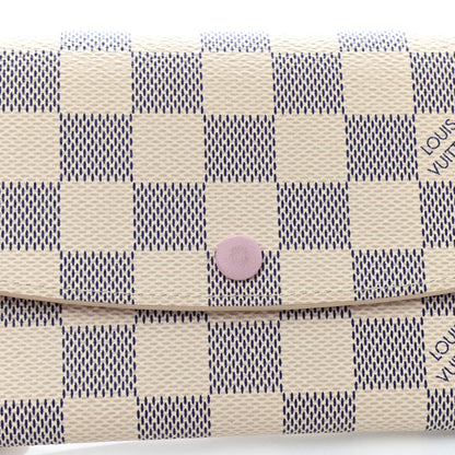 Louis Vuitton Damier Azur Emilie Wallet Rose Ballerine 7 of 8
