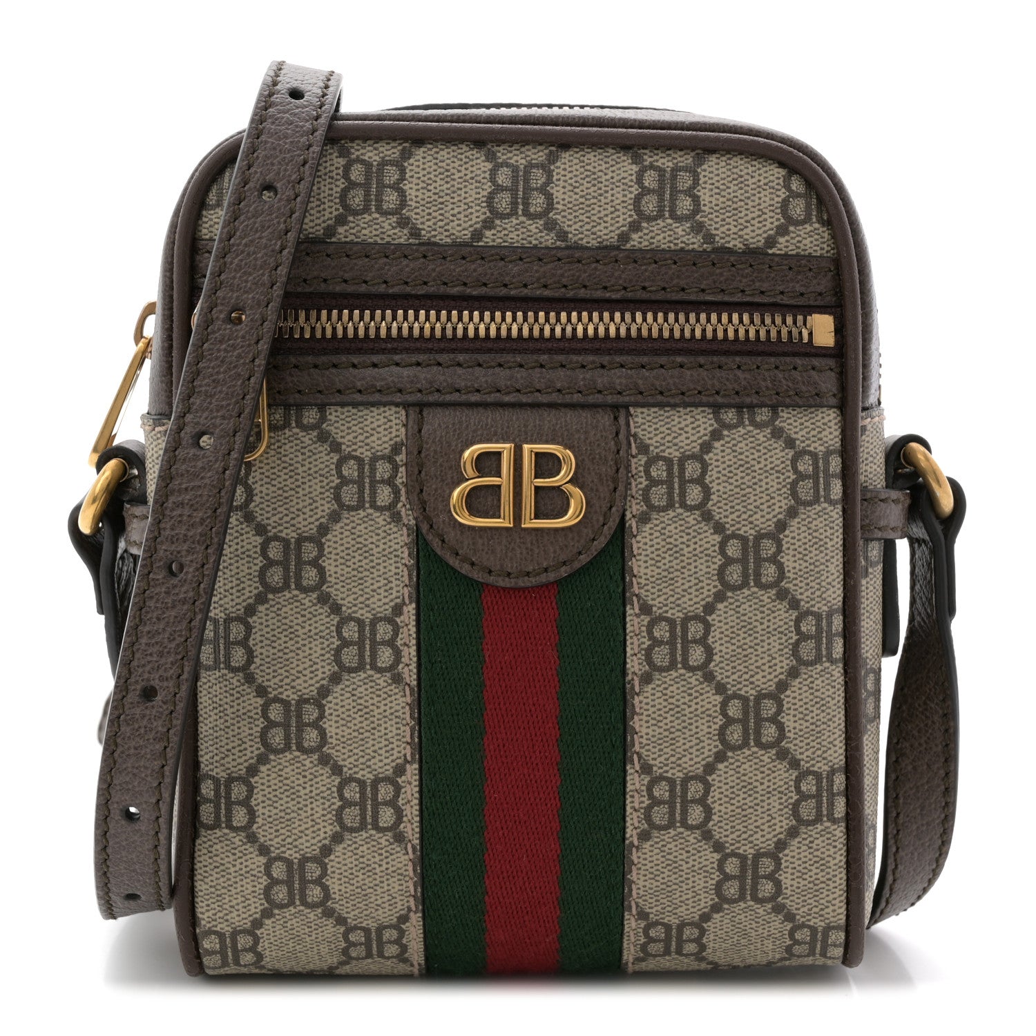 Gucci X BALENCIAGA BB Supreme Monogram Web Mini Ophidia Messenger Beige New Acero 1 of 11