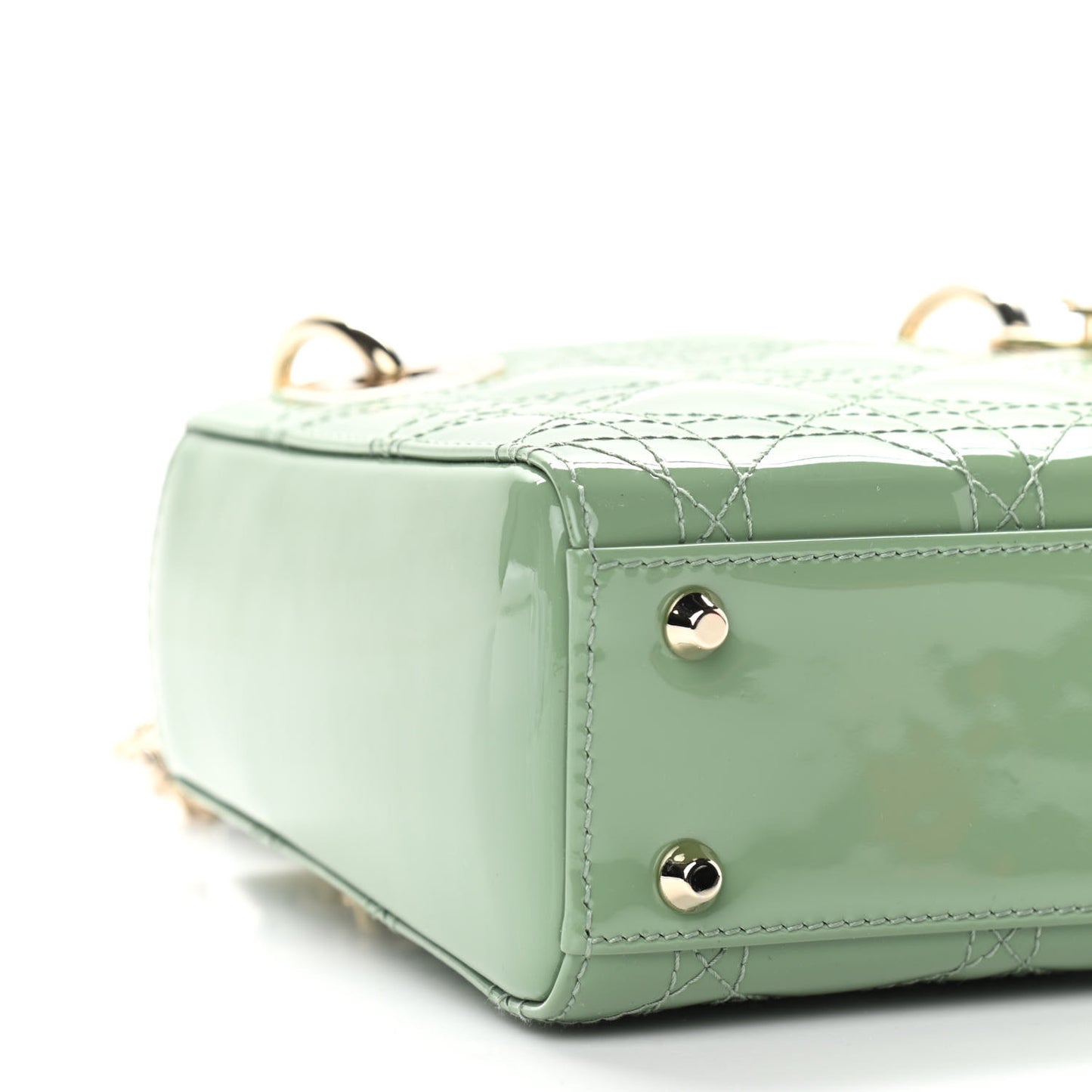Patent Cannage Mini Lady Dior Mint Green