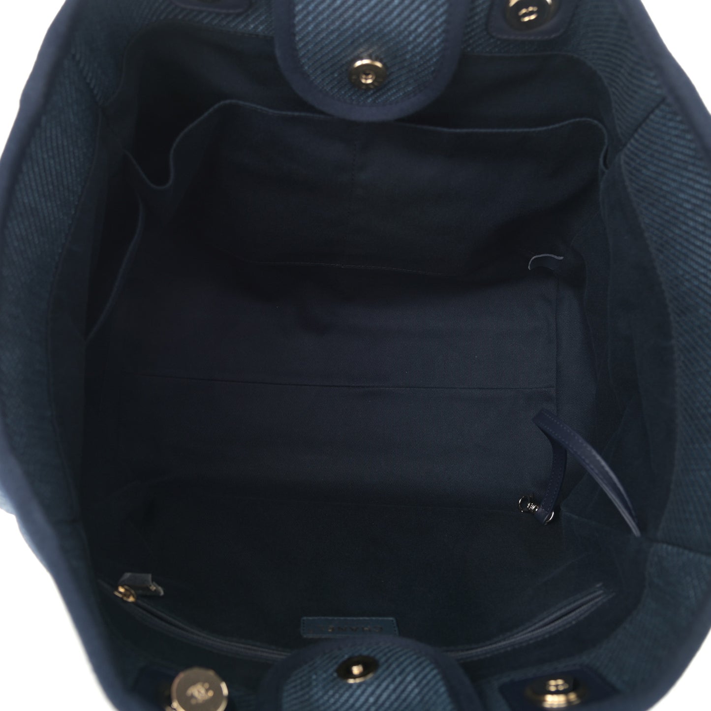Mixed Fibers Calfskin Medium Deauville Tote Navy Blue
