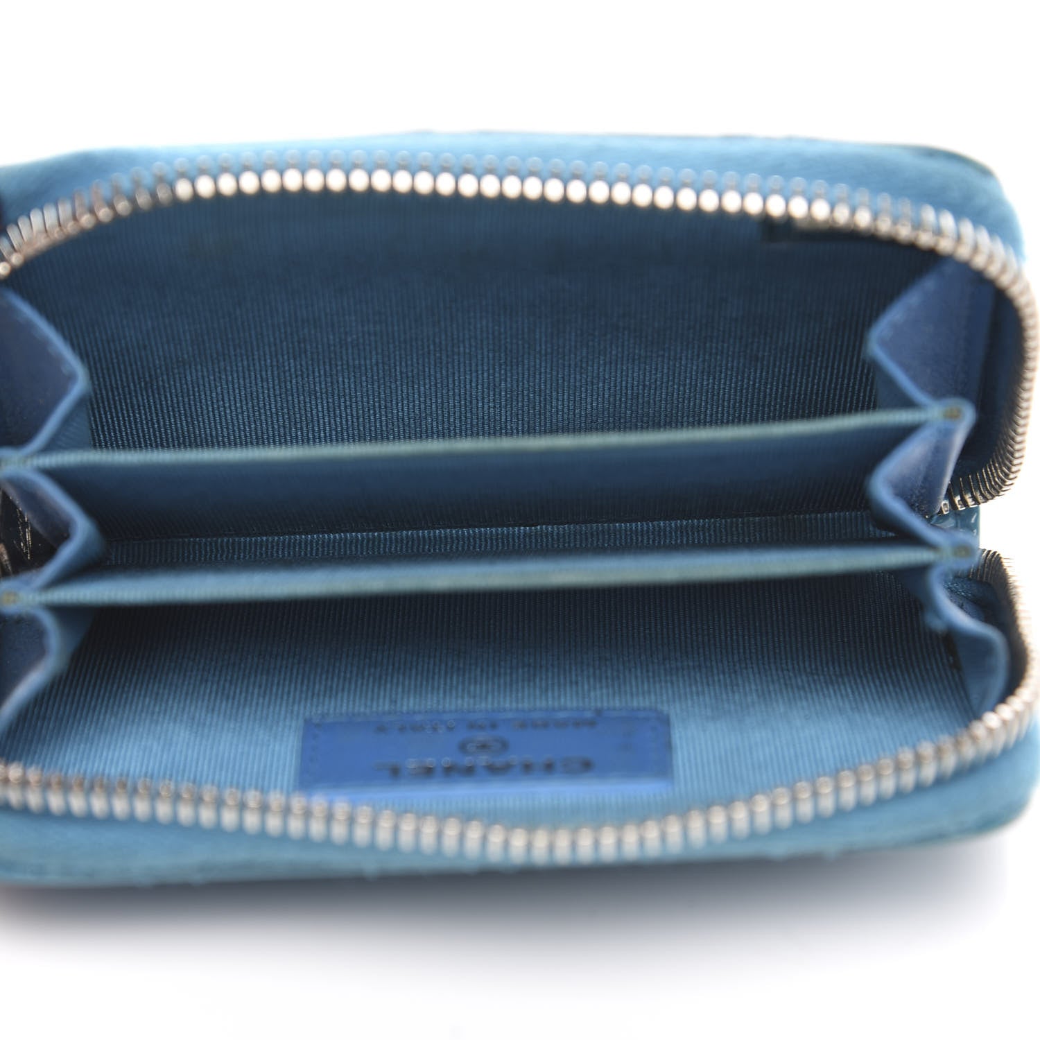 Chanel Patent Calfskin Quilted Zip Coin Purse Blue 4 of 11