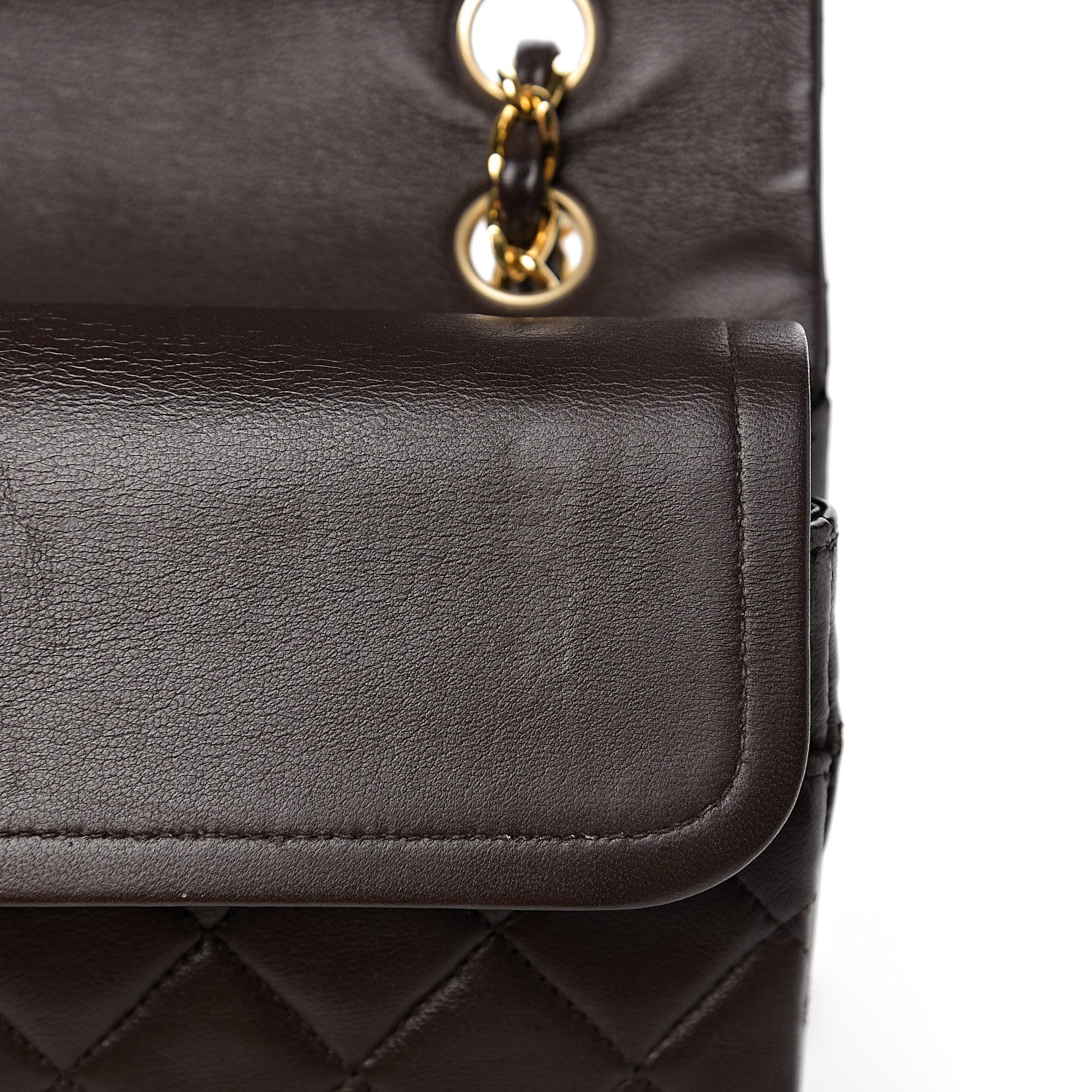 Chanel Lambskin Quilted Medium Double Flap Dark Brown 10 of 17